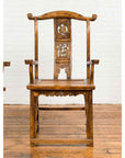 Pair of Chinese Qing Dynasty 19th Century Yoke Back Armchairs with Rattan Seats-8. Asian & Chinese Furniture, Art, Antiques, Vintage Home Décor for sale at FEA Home