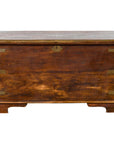 Indian 19th Century Wooden Trunk with Brass Inlay and Bracket Feet-1. Asian & Chinese Furniture, Art, Antiques, Vintage Home Décor for sale at FEA Home