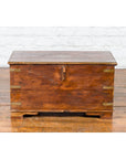 Indian 19th Century Wooden Trunk with Brass Inlay and Bracket Feet-15. Asian & Chinese Furniture, Art, Antiques, Vintage Home Décor for sale at FEA Home