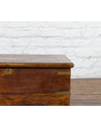 Indian 19th Century Wooden Trunk with Brass Inlay and Bracket Feet-8. Asian & Chinese Furniture, Art, Antiques, Vintage Home Décor for sale at FEA Home