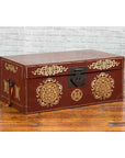 Vintage Chinese Red Blanket Chest with Gold Details and Calligraphy Motifs-2. Asian & Chinese Furniture, Art, Antiques, Vintage Home Décor for sale at FEA Home
