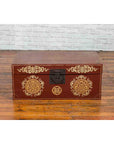 Vintage Chinese Red Blanket Chest with Gold Details and Calligraphy Motifs-5. Asian & Chinese Furniture, Art, Antiques, Vintage Home Décor for sale at FEA Home