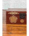 Vintage Chinese Red Blanket Chest with Gold Details and Calligraphy Motifs-7. Asian & Chinese Furniture, Art, Antiques, Vintage Home Décor for sale at FEA Home