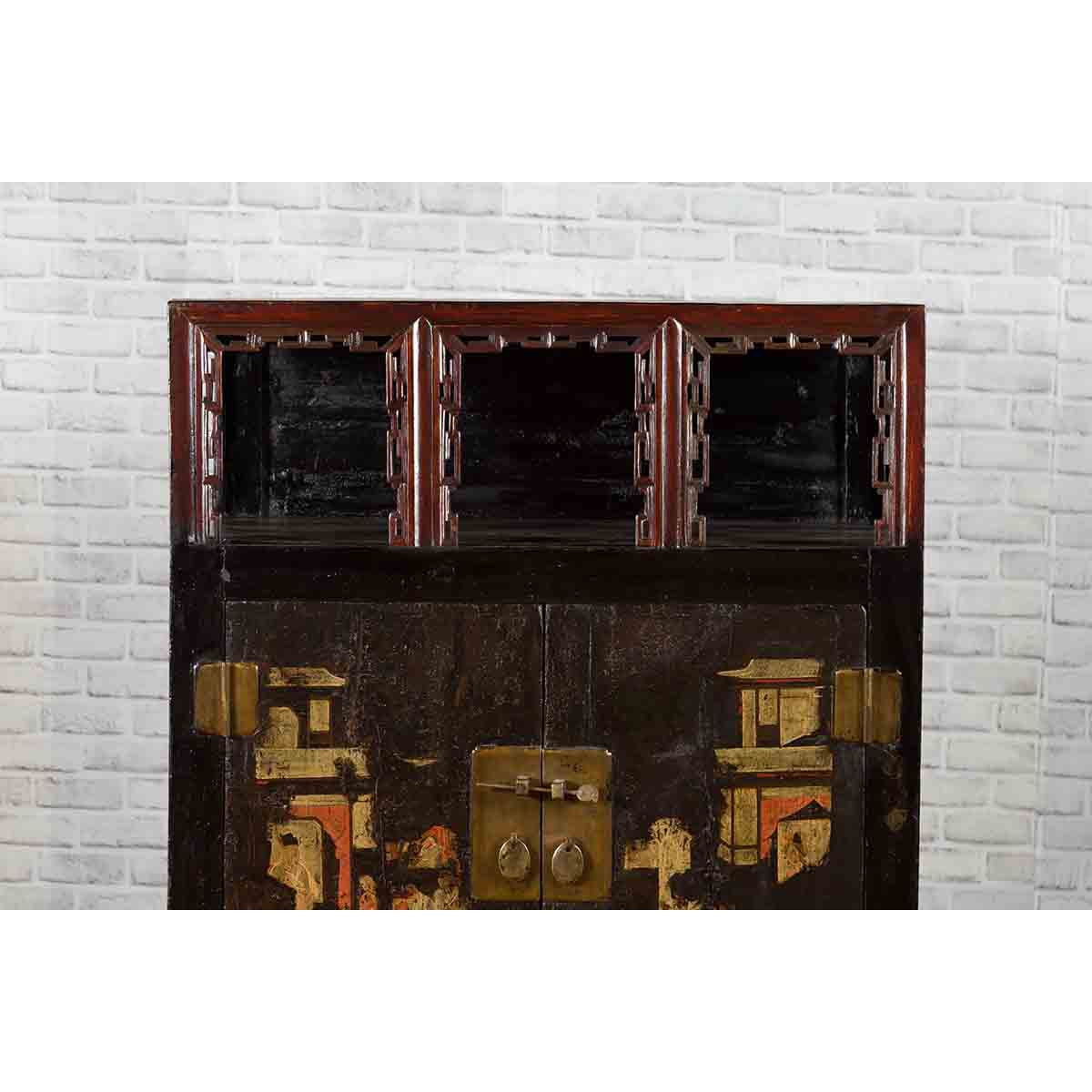 Chinese Qing Dynasty Period 19th Century Cabinet with Original Brown Lacquer-5. Asian & Chinese Furniture, Art, Antiques, Vintage Home Décor for sale at FEA Home