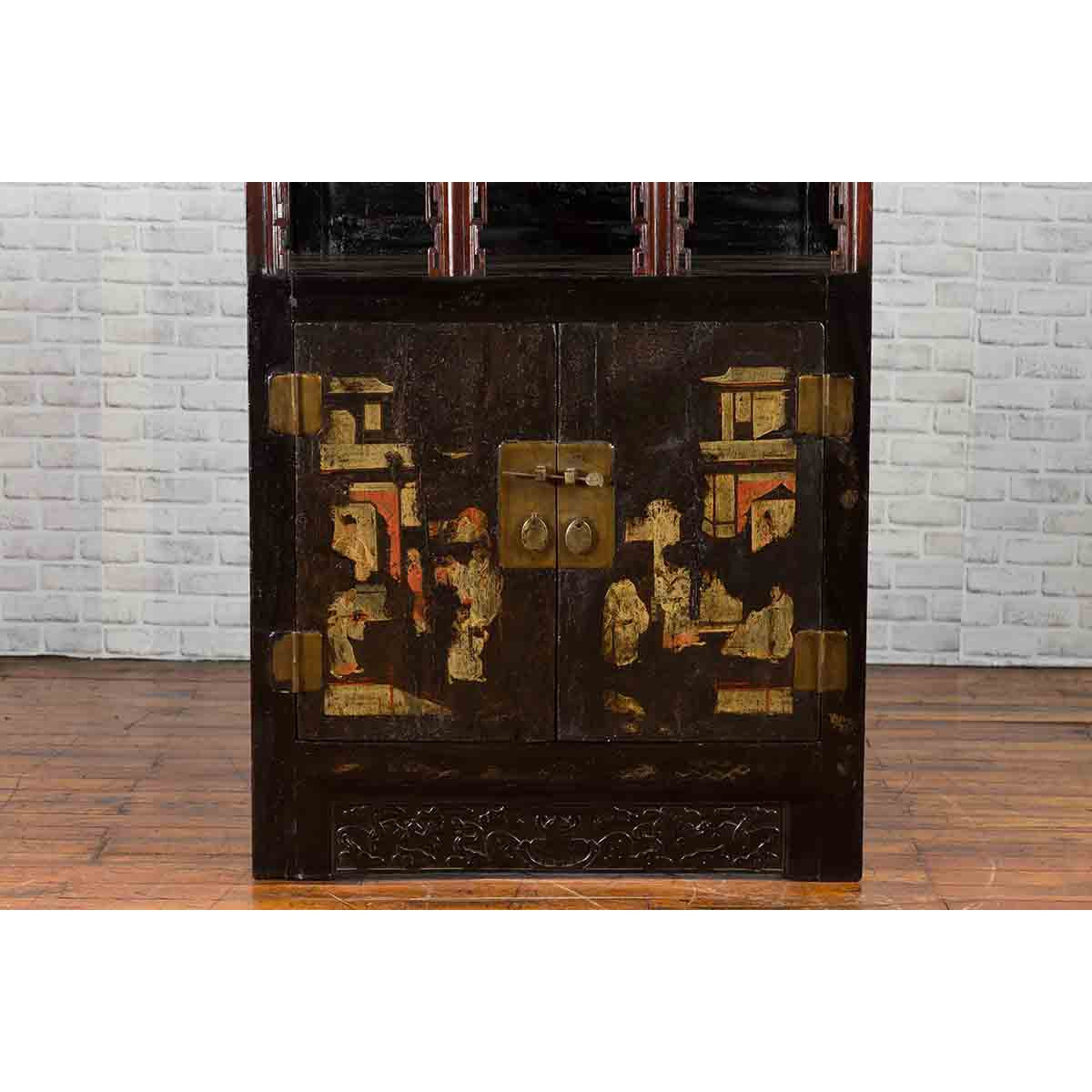 Chinese Qing Dynasty Period 19th Century Cabinet with Original Brown Lacquer-6. Asian & Chinese Furniture, Art, Antiques, Vintage Home Décor for sale at FEA Home