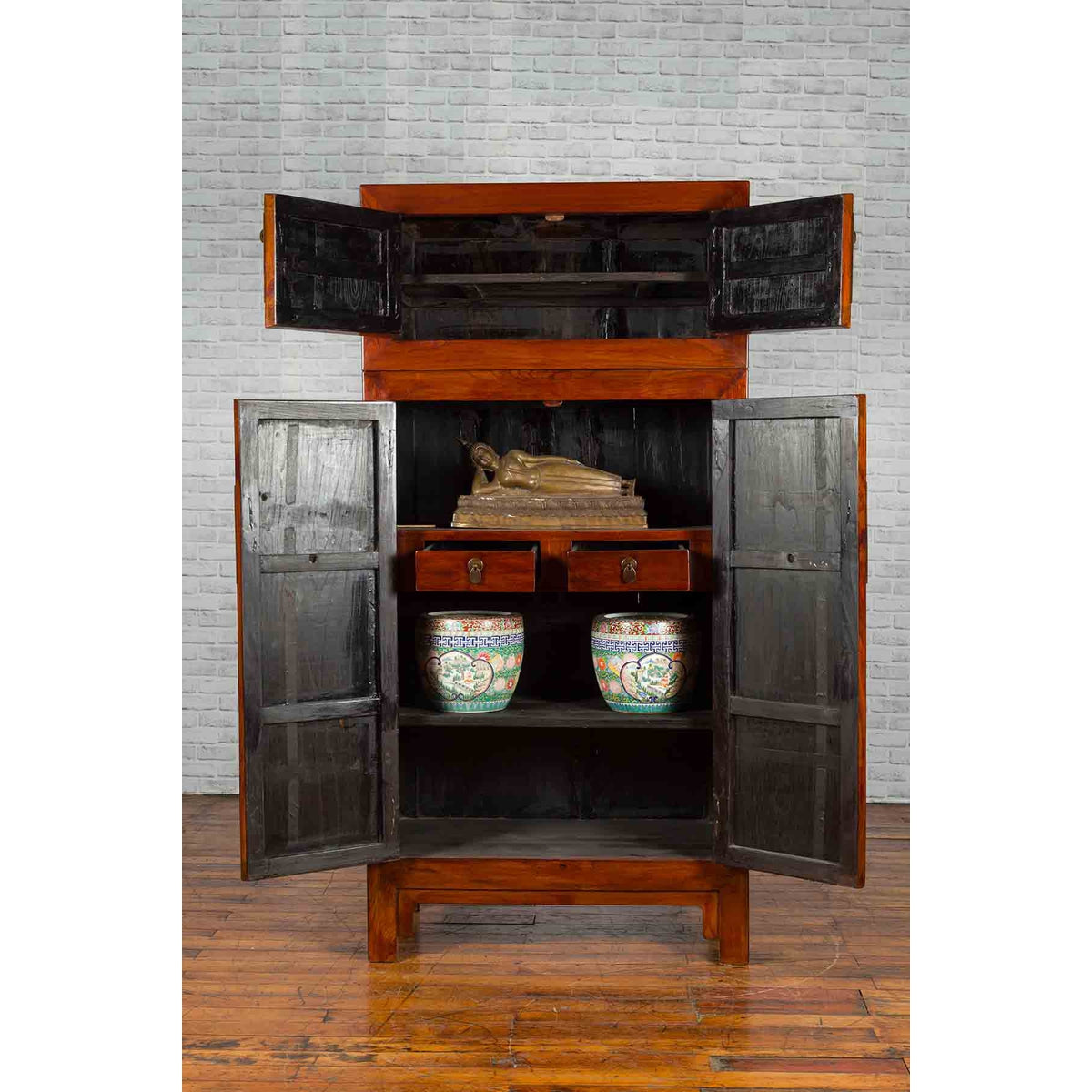 19th Century Brown Cabinet with Unexpected Internal Drawers and Shelving-3. Asian & Chinese Furniture, Art, Antiques, Vintage Home Décor for sale at FEA Home