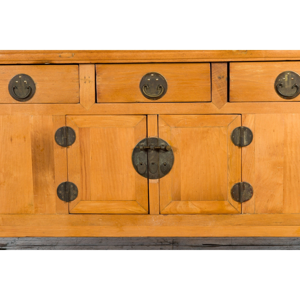 Qing Dynasty 19th Century Natural Wood Sideboard with Large Carved Spandrels-12. Asian & Chinese Furniture, Art, Antiques, Vintage Home Décor for sale at FEA Home