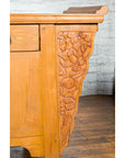 Qing Dynasty 19th Century Natural Wood Sideboard with Large Carved Spandrels-15. Asian & Chinese Furniture, Art, Antiques, Vintage Home Décor for sale at FEA Home