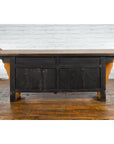 Qing Dynasty 19th Century Natural Wood Sideboard with Large Carved Spandrels-18. Asian & Chinese Furniture, Art, Antiques, Vintage Home Décor for sale at FEA Home