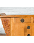 Qing Dynasty 19th Century Natural Wood Sideboard with Large Carved Spandrels-7. Asian & Chinese Furniture, Art, Antiques, Vintage Home Décor for sale at FEA Home