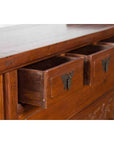 Chinese Elm Three-Drawer Kang Cabinet with Everted Flanges and Carved Spandrels-6. Asian & Chinese Furniture, Art, Antiques, Vintage Home Décor for sale at FEA Home