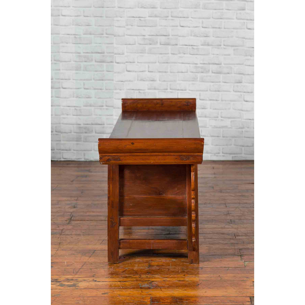Chinese Elm Three-Drawer Kang Cabinet with Everted Flanges and Carved Spandrels-13. Asian & Chinese Furniture, Art, Antiques, Vintage Home Décor for sale at FEA Home