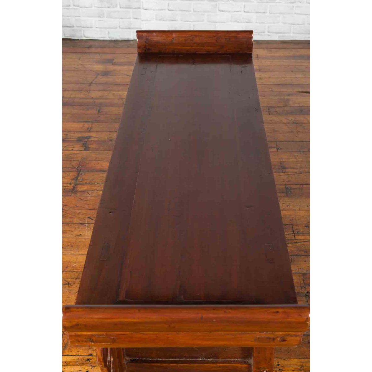 Chinese Elm Three-Drawer Kang Cabinet with Everted Flanges and Carved Spandrels-16. Asian & Chinese Furniture, Art, Antiques, Vintage Home Décor for sale at FEA Home