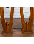 Large Pair of Javanese Art Deco Style Teak Wood Plant Stands with Brass Braces-5. Asian & Chinese Furniture, Art, Antiques, Vintage Home Décor for sale at FEA Home