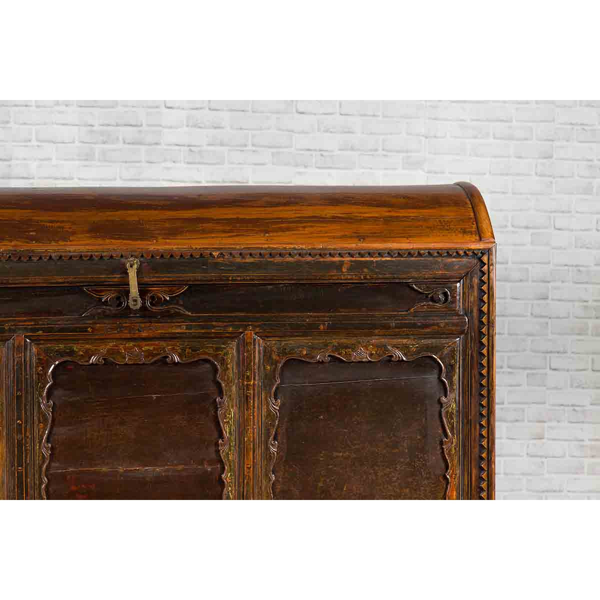 Chinese Antique Large Dowry Chest with Arching Lid, Carved Panels and Drawers-8. Asian & Chinese Furniture, Art, Antiques, Vintage Home Décor for sale at FEA Home