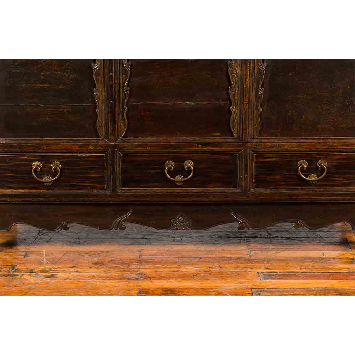 Chinese Antique Large Dowry Chest with Arching Lid, Carved Panels and Drawers-10. Asian & Chinese Furniture, Art, Antiques, Vintage Home Décor for sale at FEA Home