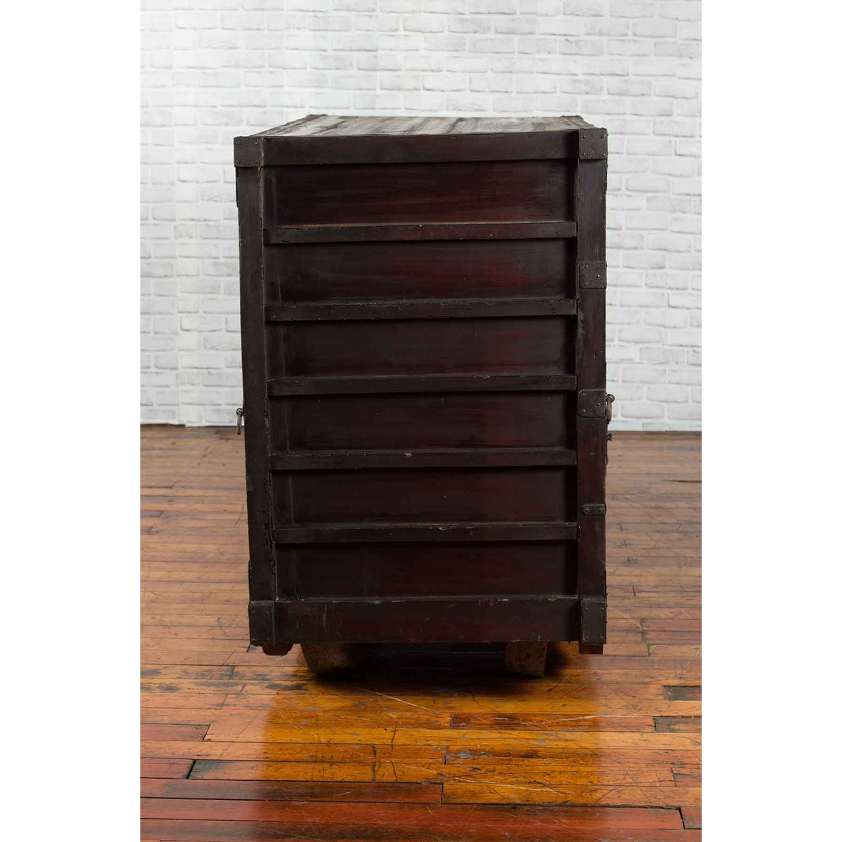 Japanese 19th Century Merchant's Chest with Drawers and Door, Mounted on Wheels-13. Asian & Chinese Furniture, Art, Antiques, Vintage Home Décor for sale at FEA Home