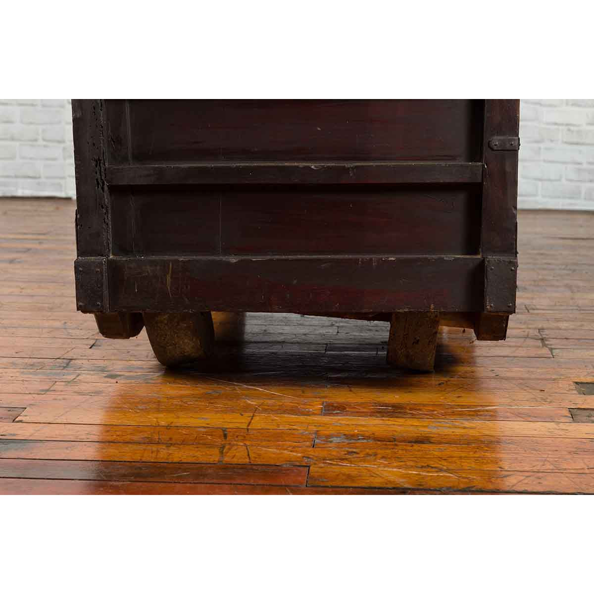 Japanese 19th Century Merchant's Chest with Drawers and Door, Mounted on Wheels-14. Asian & Chinese Furniture, Art, Antiques, Vintage Home Décor for sale at FEA Home