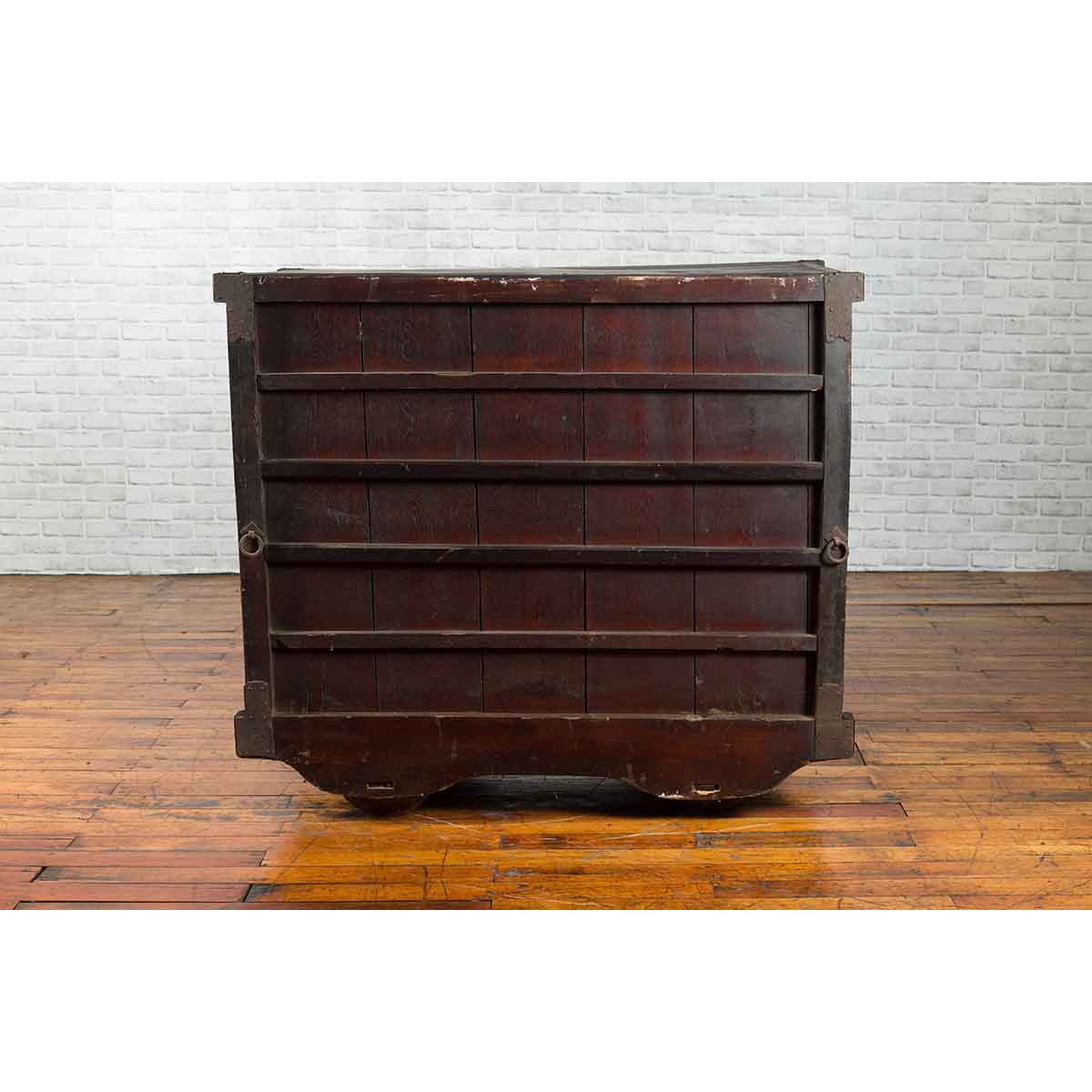 Japanese 19th Century Merchant's Chest with Drawers and Door, Mounted on Wheels-15. Asian & Chinese Furniture, Art, Antiques, Vintage Home Décor for sale at FEA Home