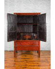 Chinese Qing Dynasty 19th Century Red Cabinet with Hand Painted Chinoiseries-14. Asian & Chinese Furniture, Art, Antiques, Vintage Home Décor for sale at FEA Home