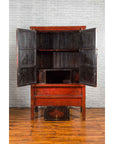 Chinese Qing Dynasty 19th Century Red Cabinet with Hand Painted Chinoiseries-15. Asian & Chinese Furniture, Art, Antiques, Vintage Home Décor for sale at FEA Home