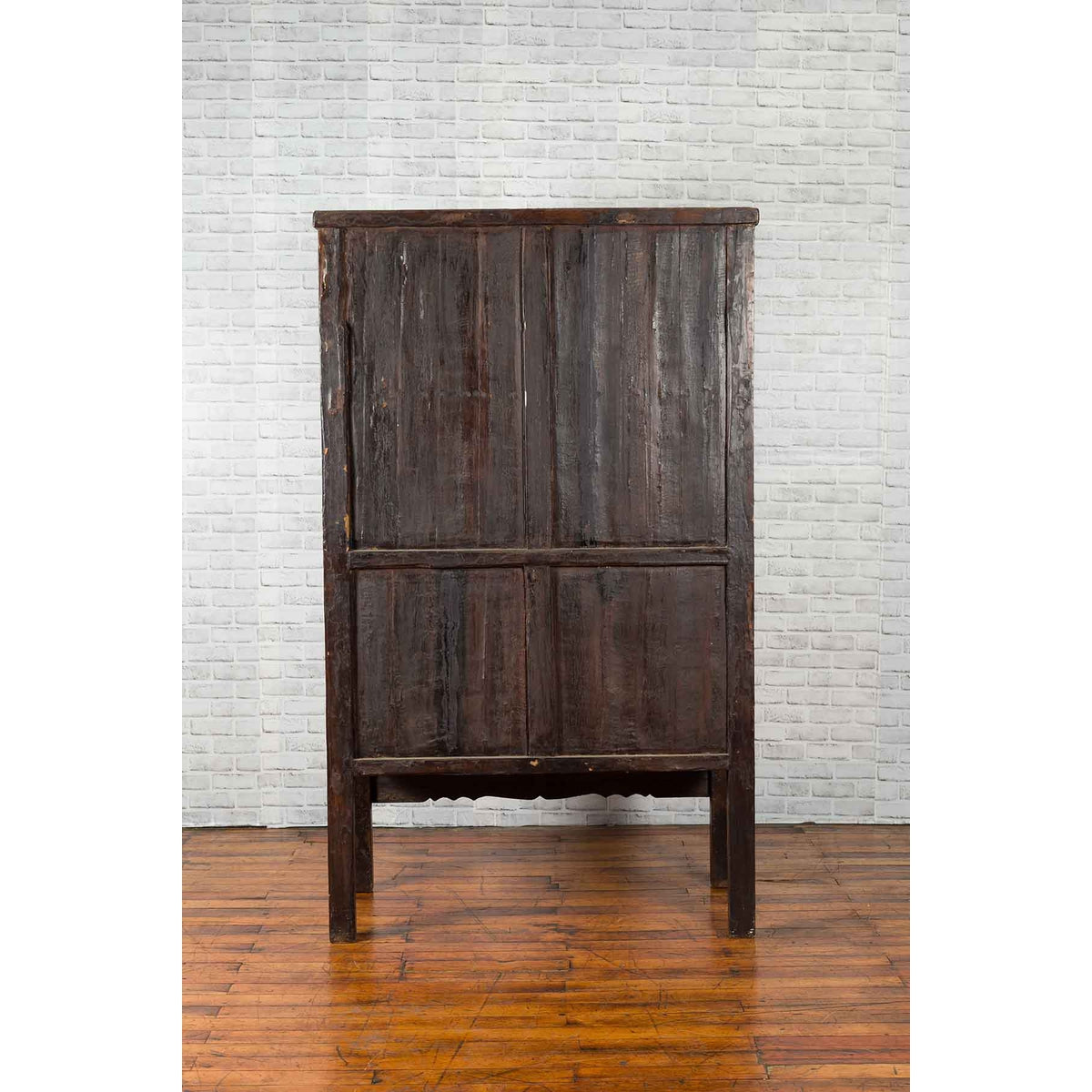 Chinese Qing Dynasty 19th Century Red Cabinet with Hand Painted Chinoiseries-18. Asian & Chinese Furniture, Art, Antiques, Vintage Home Décor for sale at FEA Home