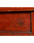 Chinese Qing Dynasty 19th Century Red Cabinet with Hand Painted Chinoiseries-21. Asian & Chinese Furniture, Art, Antiques, Vintage Home Décor for sale at FEA Home