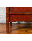 Chinese Qing Dynasty 19th Century Red Cabinet with Hand Painted Chinoiseries-10. Asian & Chinese Furniture, Art, Antiques, Vintage Home Décor for sale at FEA Home