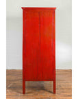 Chinese Qing Dynasty Ningbo Red Lacquered Cabinet with Butterfly Hardware-13. Asian & Chinese Furniture, Art, Antiques, Vintage Home Décor for sale at FEA Home