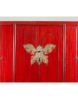 Chinese Qing Dynasty Ningbo Red Lacquered Cabinet with Butterfly Hardware-5. Asian & Chinese Furniture, Art, Antiques, Vintage Home Décor for sale at FEA Home