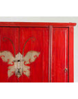 Chinese Qing Dynasty Ningbo Red Lacquered Cabinet with Butterfly Hardware-6. Asian & Chinese Furniture, Art, Antiques, Vintage Home Décor for sale at FEA Home