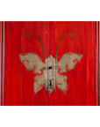 Chinese Qing Dynasty Ningbo Red Lacquered Cabinet with Butterfly Hardware-9. Asian & Chinese Furniture, Art, Antiques, Vintage Home Décor for sale at FEA Home
