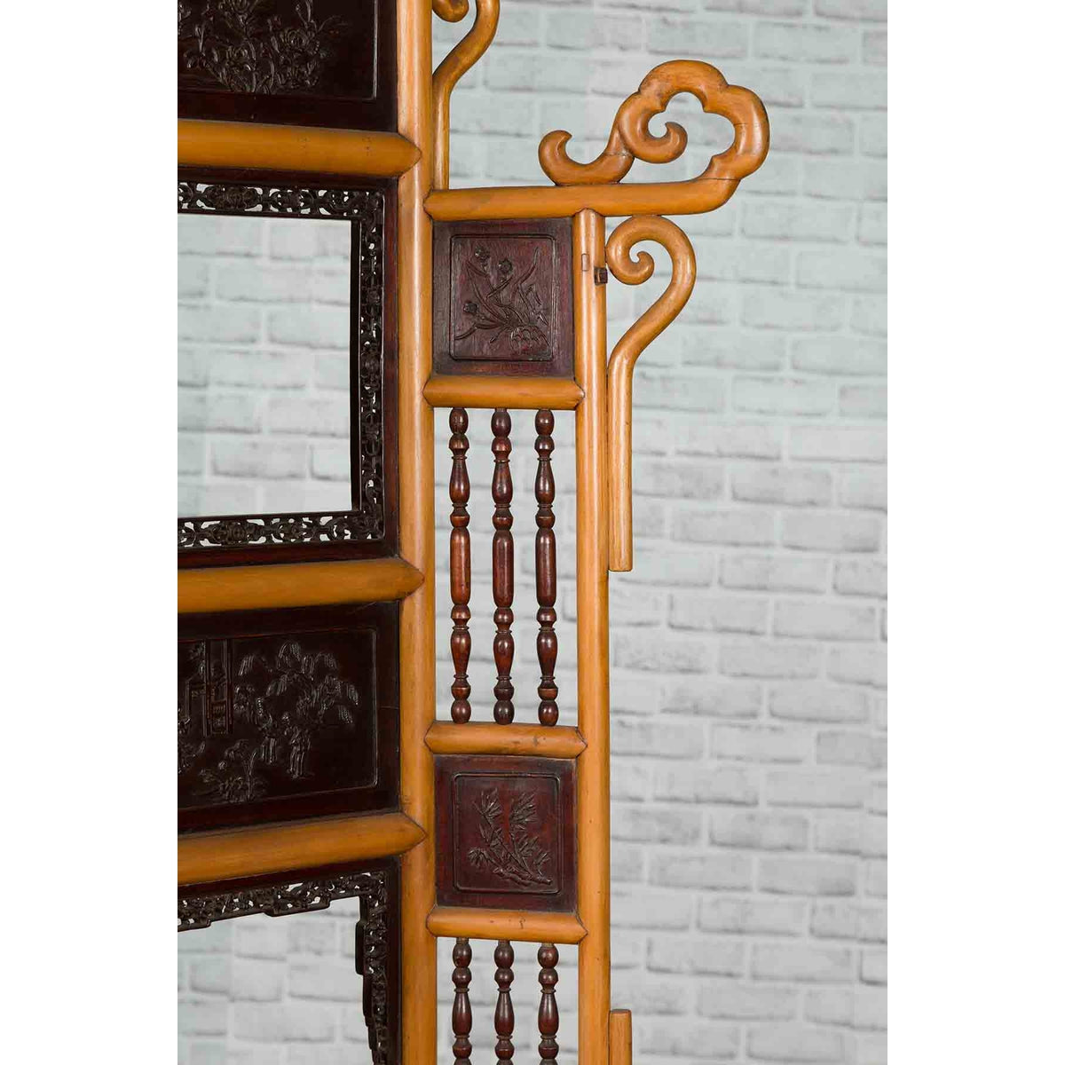 Chinese Qing Dynasty 19th Century Bamboo Washstand with Lacquered Panels-14. Asian & Chinese Furniture, Art, Antiques, Vintage Home Décor for sale at FEA Home
