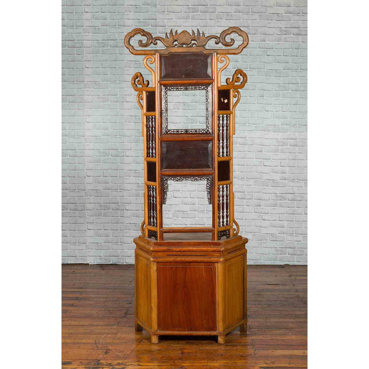 Chinese Qing Dynasty 19th Century Bamboo Washstand with Lacquered Panels-18. Asian & Chinese Furniture, Art, Antiques, Vintage Home Décor for sale at FEA Home