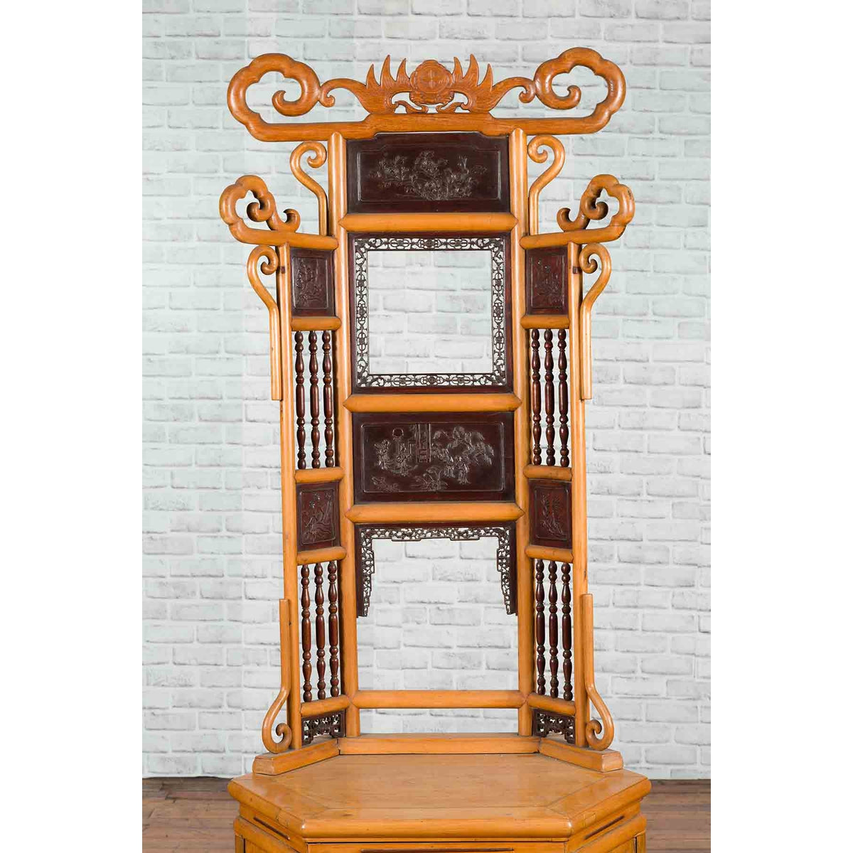 Chinese Qing Dynasty 19th Century Bamboo Washstand with Lacquered Panels-6. Asian & Chinese Furniture, Art, Antiques, Vintage Home Décor for sale at FEA Home