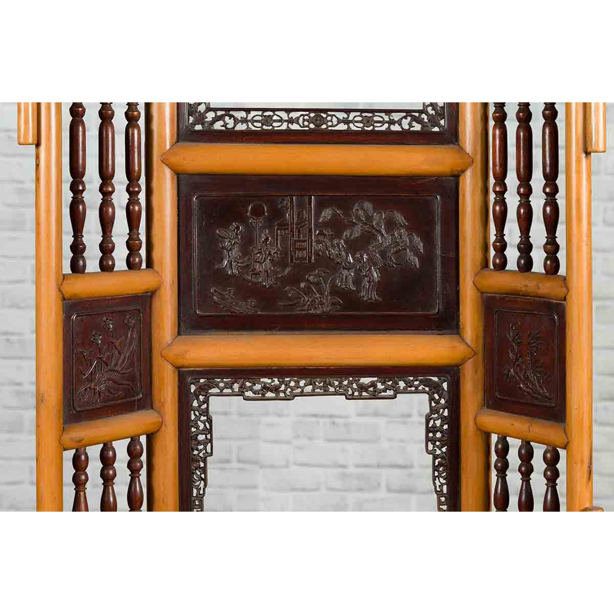 Chinese Qing Dynasty 19th Century Bamboo Washstand with Lacquered Panels-10. Asian & Chinese Furniture, Art, Antiques, Vintage Home Décor for sale at FEA Home
