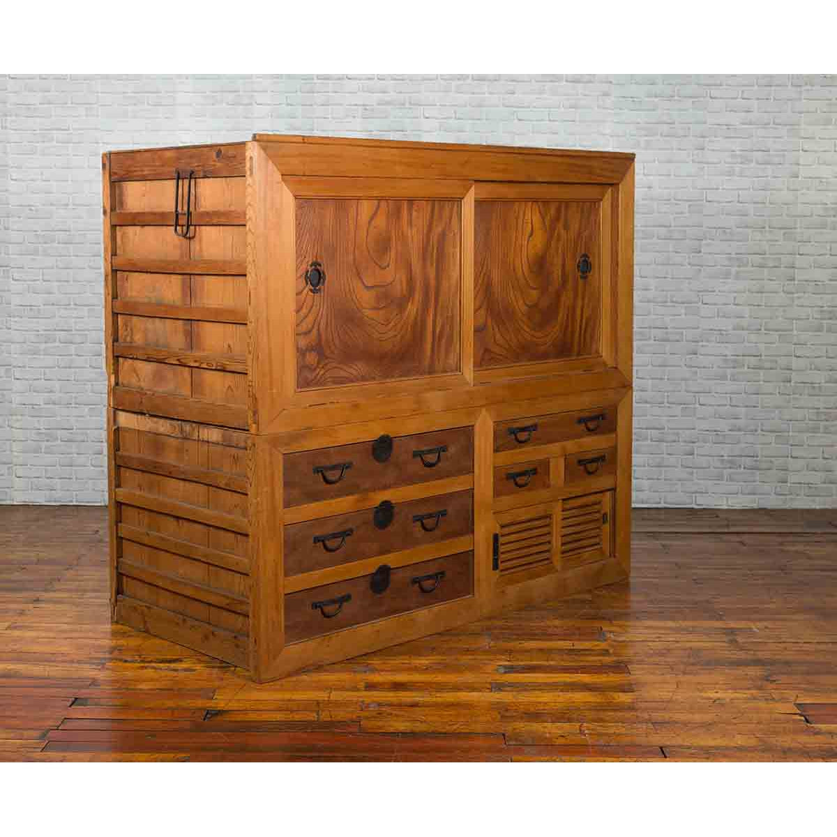 Large Japanese Meiji Period 19th Century Futon Tansu Cabinet with Iron Hardware-11. Asian & Chinese Furniture, Art, Antiques, Vintage Home Décor for sale at FEA Home