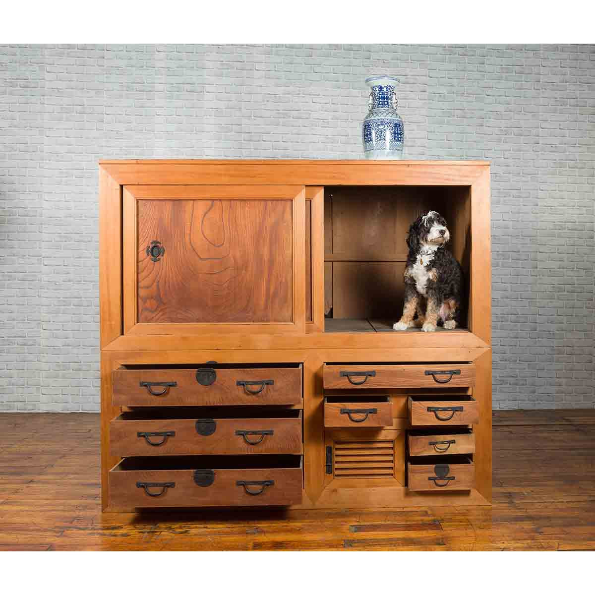 Large Japanese Meiji Period 19th Century Futon Tansu Cabinet with Iron Hardware-3. Asian & Chinese Furniture, Art, Antiques, Vintage Home Décor for sale at FEA Home