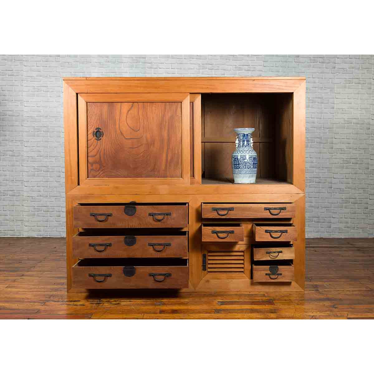 Large Japanese Meiji Period 19th Century Futon Tansu Cabinet with Iron Hardware-5. Asian & Chinese Furniture, Art, Antiques, Vintage Home Décor for sale at FEA Home