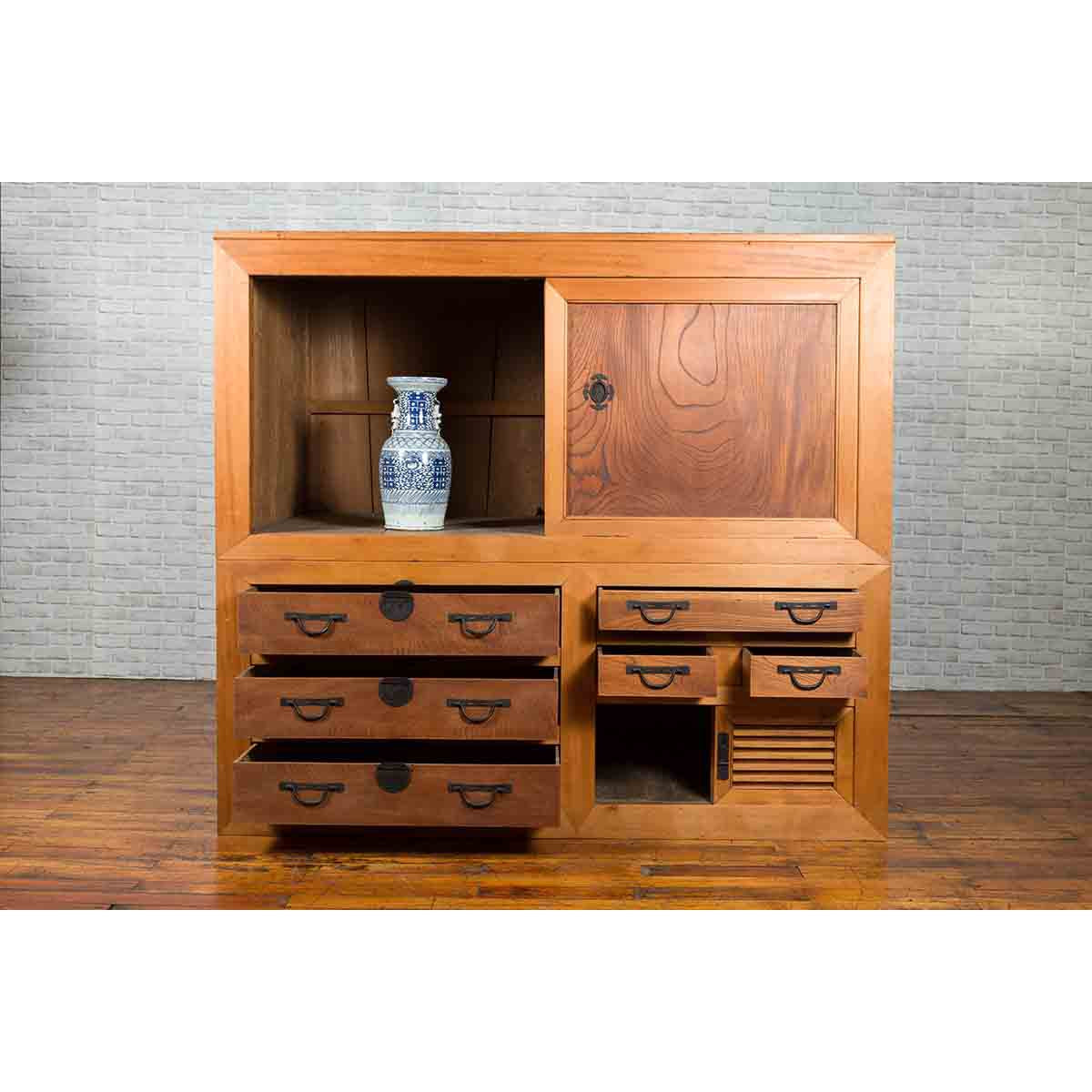 Large Japanese Meiji Period 19th Century Futon Tansu Cabinet with Iron Hardware-4. Asian & Chinese Furniture, Art, Antiques, Vintage Home Décor for sale at FEA Home