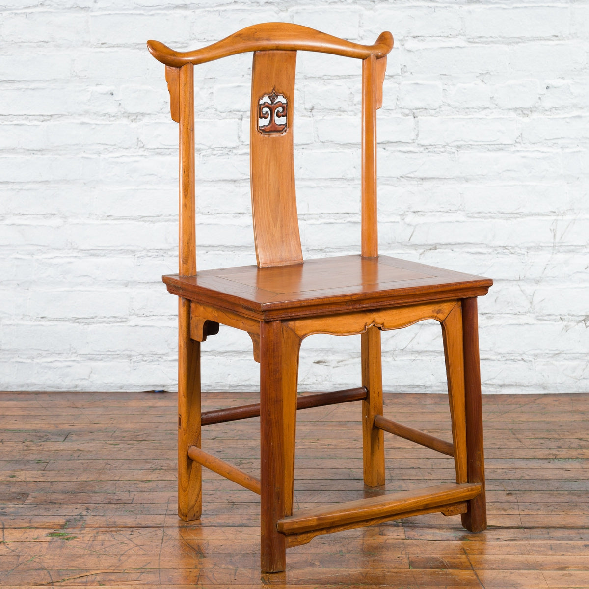 Chinese Qing Dynasty Lamp Hanger Chair with Carved Splat and Two Toned Finish-3. Asian & Chinese Furniture, Art, Antiques, Vintage Home Décor for sale at FEA Home
