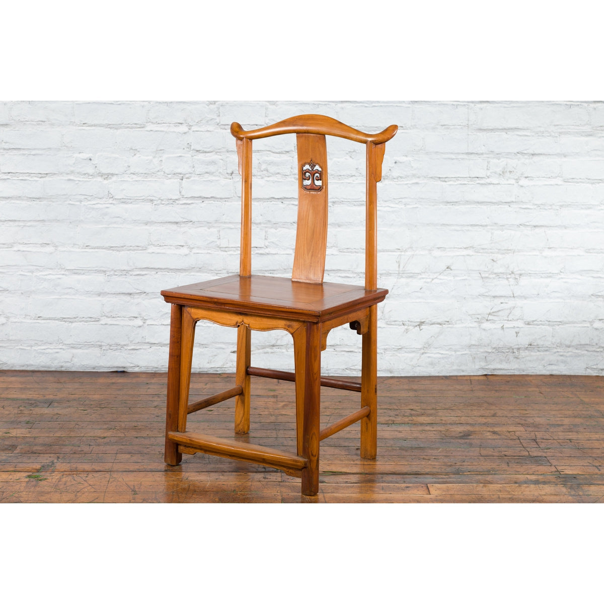 Chinese Qing Dynasty Lamp Hanger Chair with Carved Splat and Two Toned Finish-4. Asian & Chinese Furniture, Art, Antiques, Vintage Home Décor for sale at FEA Home