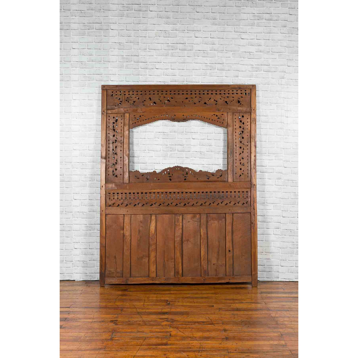 Javanese Architectural Panel with Carved Floral Motifs and Polychrome Accents-12. Asian & Chinese Furniture, Art, Antiques, Vintage Home Décor for sale at FEA Home