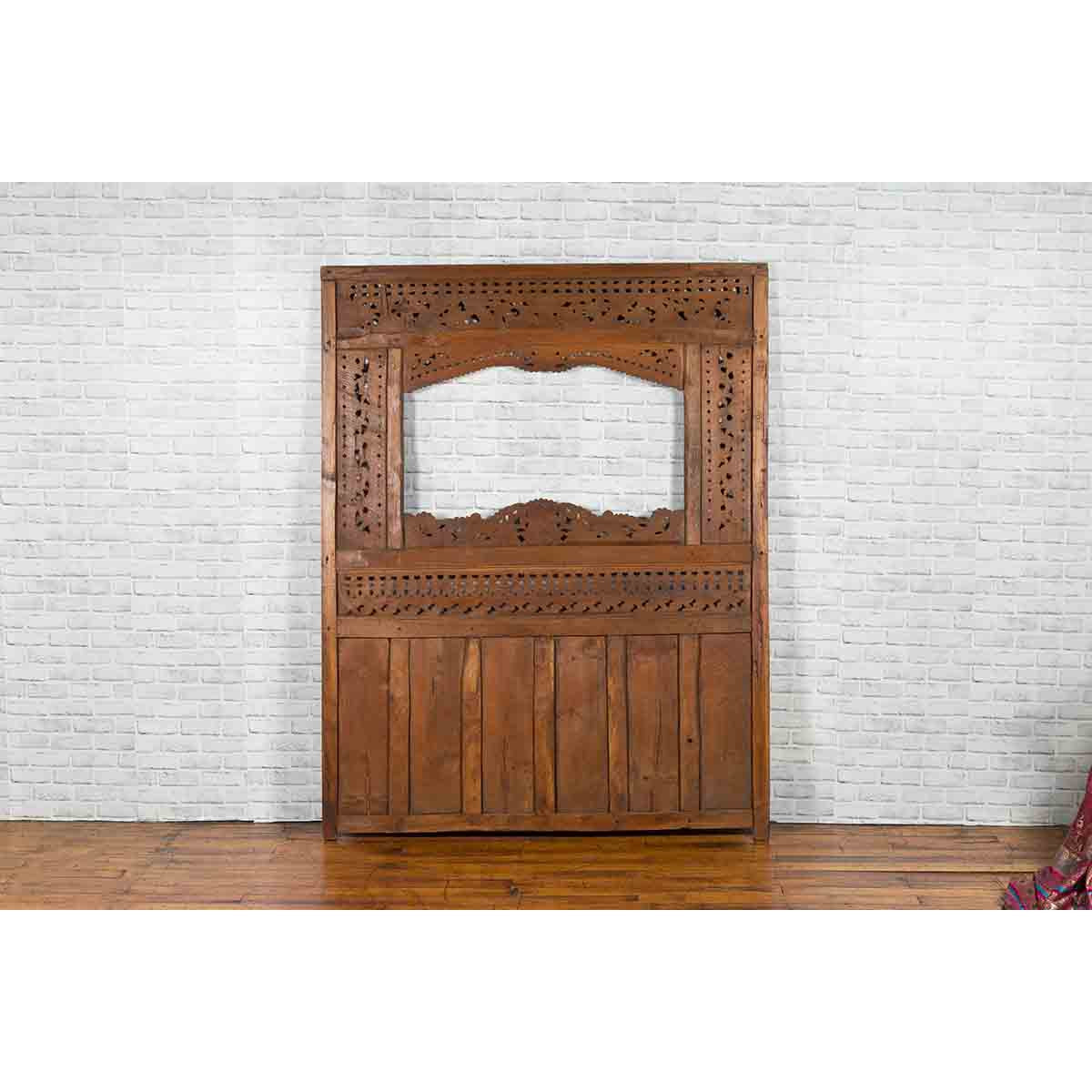 Javanese Architectural Panel with Carved Floral Motifs and Polychrome Accents-13. Asian & Chinese Furniture, Art, Antiques, Vintage Home Décor for sale at FEA Home