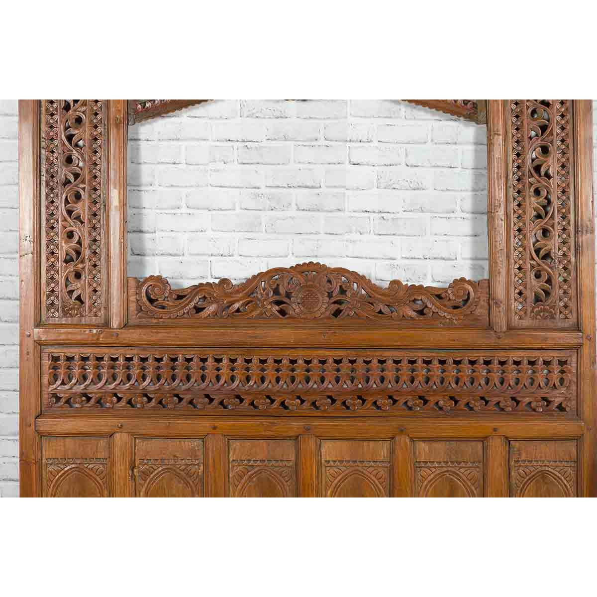 Javanese Architectural Panel with Carved Floral Motifs and Polychrome Accents-6. Asian & Chinese Furniture, Art, Antiques, Vintage Home Décor for sale at FEA Home