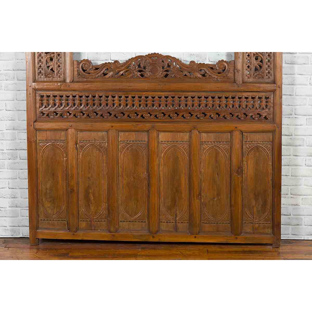 Javanese Architectural Panel with Carved Floral Motifs and Polychrome Accents-7. Asian & Chinese Furniture, Art, Antiques, Vintage Home Décor for sale at FEA Home