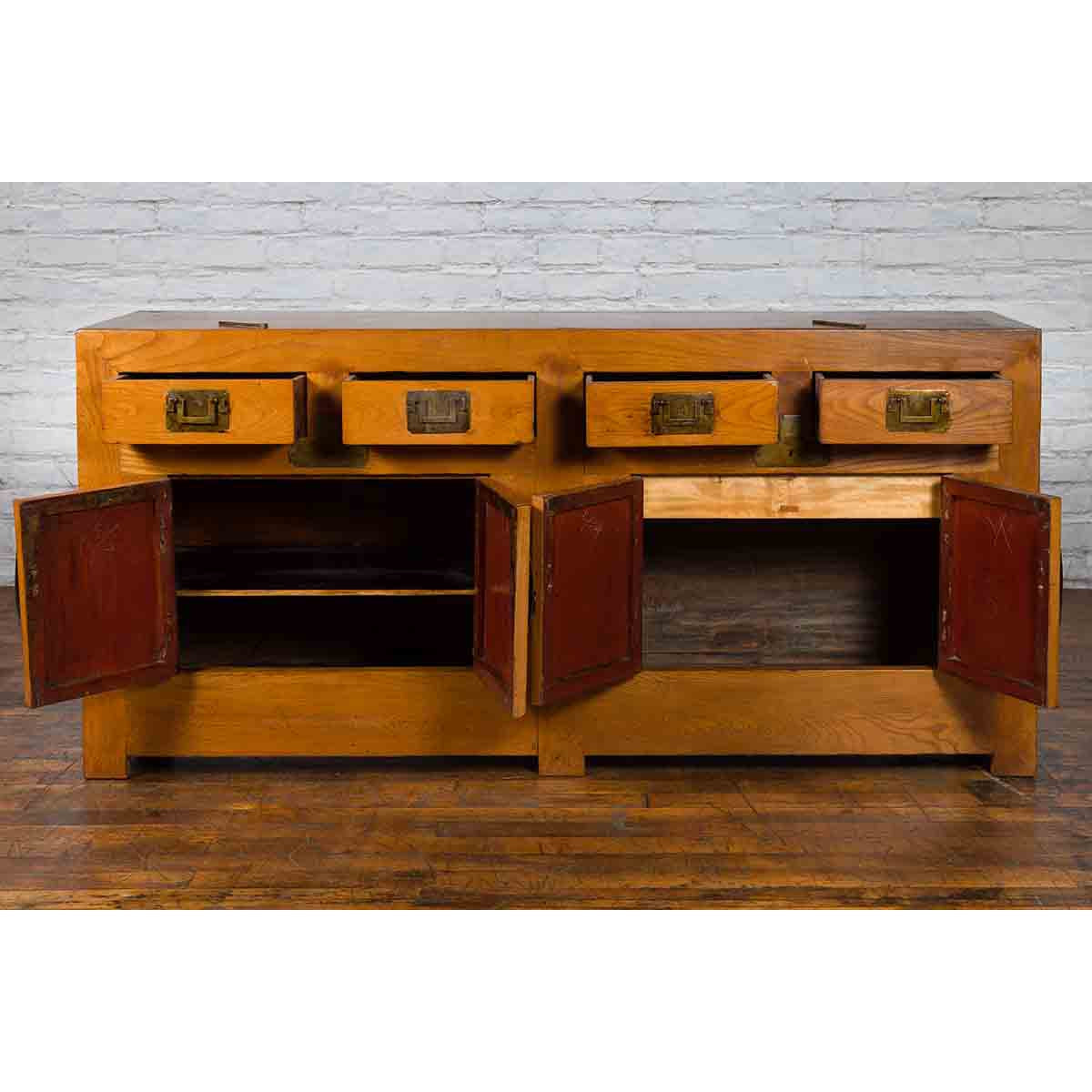Qing Dynasty Elm Sideboard with Four Drawers over Four Doors and Natural Patina-11. Asian & Chinese Furniture, Art, Antiques, Vintage Home Décor for sale at FEA Home