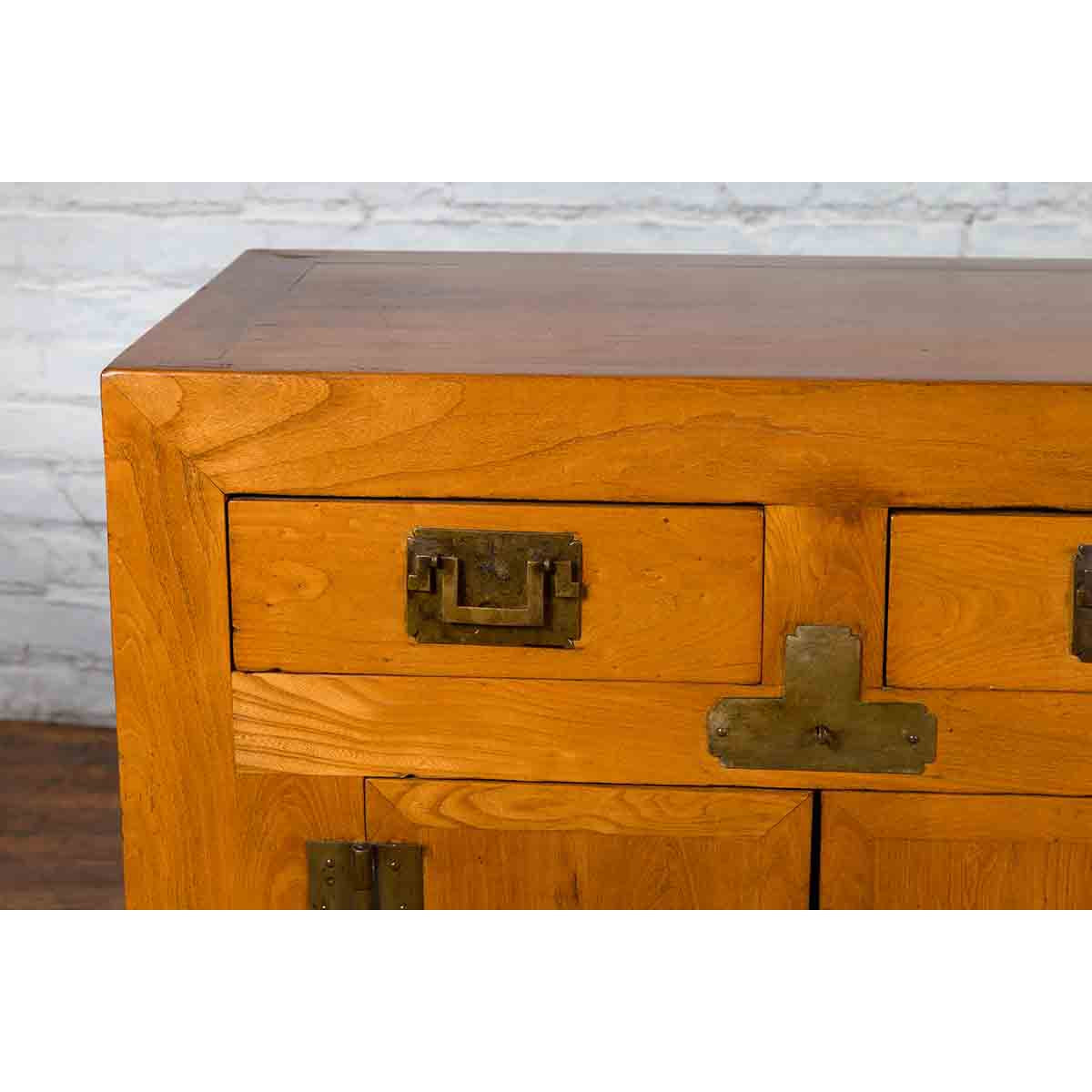 Qing Dynasty Elm Sideboard with Four Drawers over Four Doors and Natural Patina-4. Asian & Chinese Furniture, Art, Antiques, Vintage Home Décor for sale at FEA Home