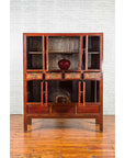 Chinese Qing Dynasty 19th Century Red Cabinet with Eight Doors and Four Drawers-16. Asian & Chinese Furniture, Art, Antiques, Vintage Home Décor for sale at FEA Home