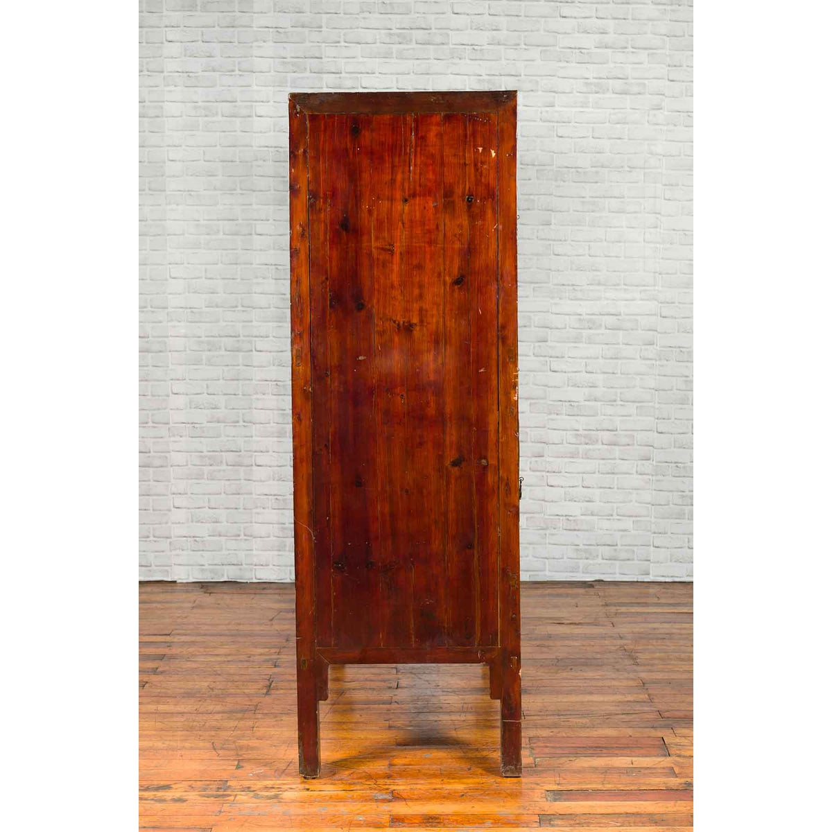Chinese Qing Dynasty 19th Century Red Cabinet with Eight Doors and Four Drawers-17. Asian & Chinese Furniture, Art, Antiques, Vintage Home Décor for sale at FEA Home
